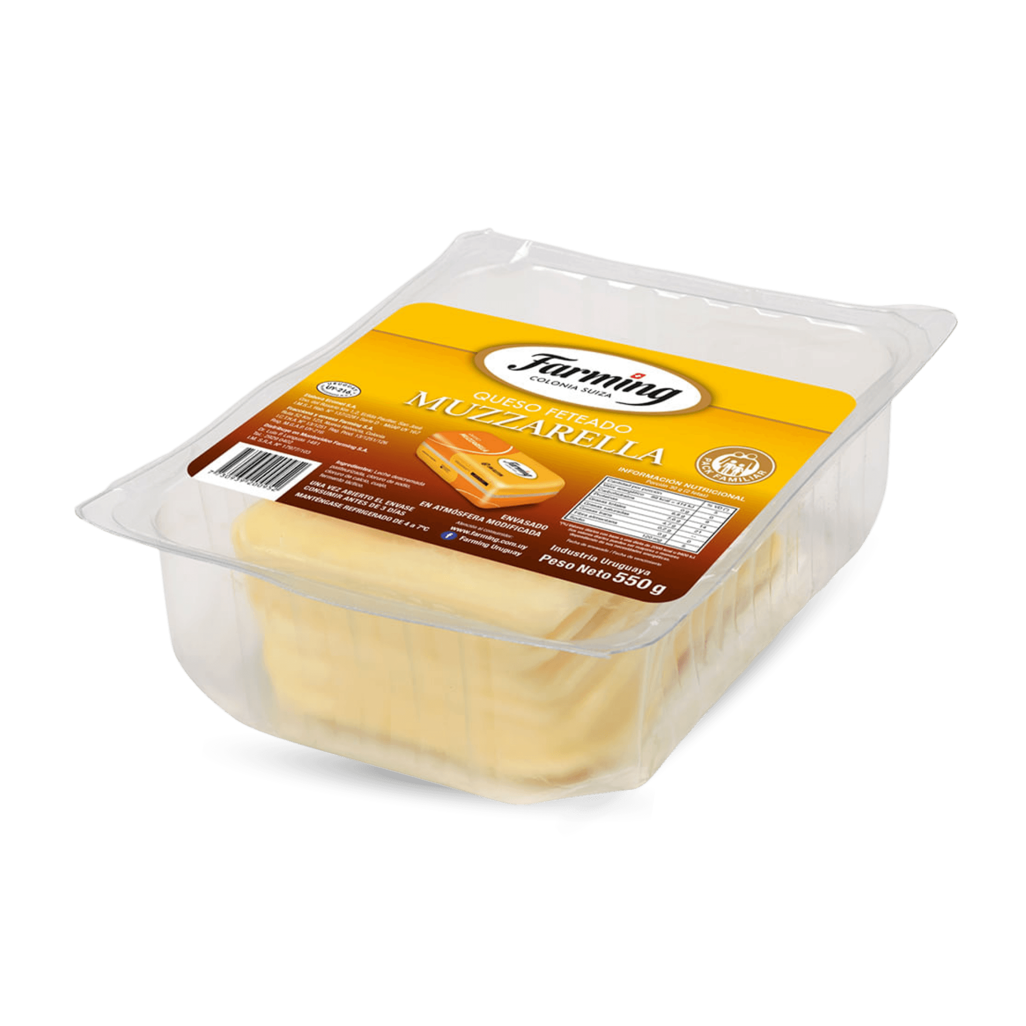 Queso Muzzarella en Fetas Farming 550g