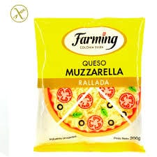 Queso Muzzarella rallada paq 200 grs farming